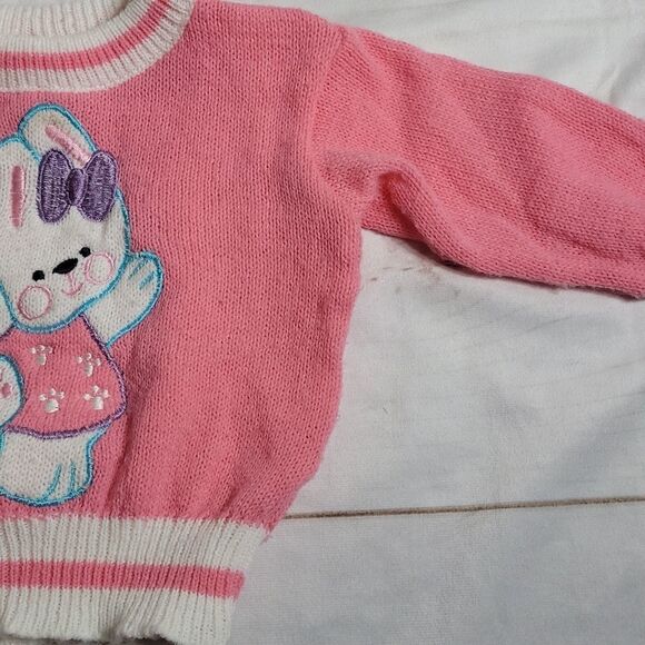vintage Easter Sweater with Adorable Bunny Pink and White - Picture 5 of 7